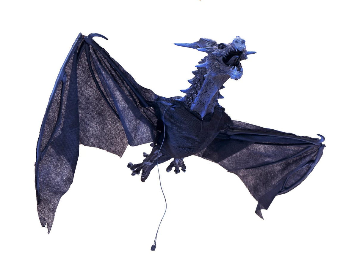 Europalms Halloween Flying Dragon, animiert, blau, 120cm
