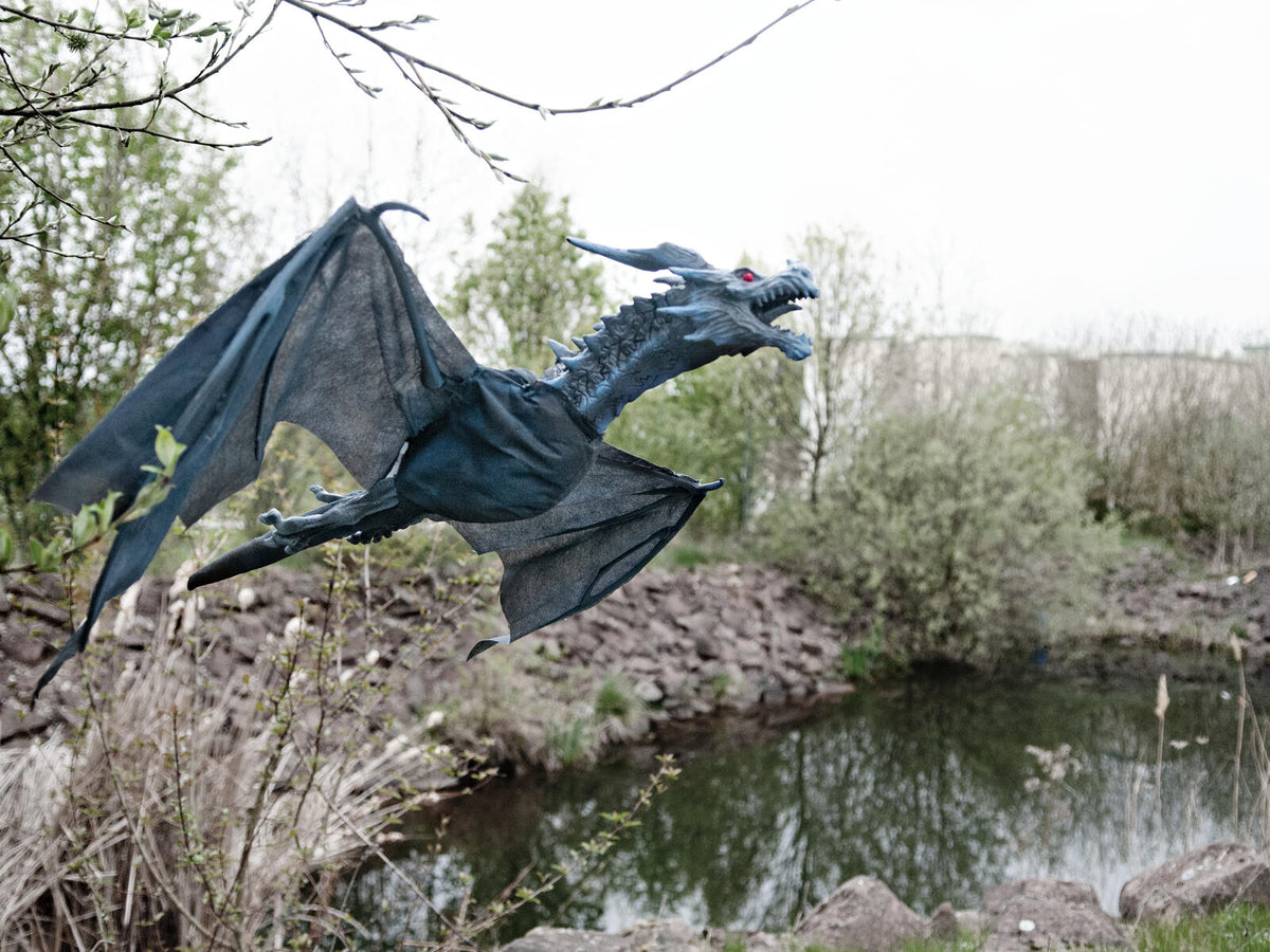 Europalms Halloween Flying Dragon, animiert, blau, 120cm – Ansicht 5