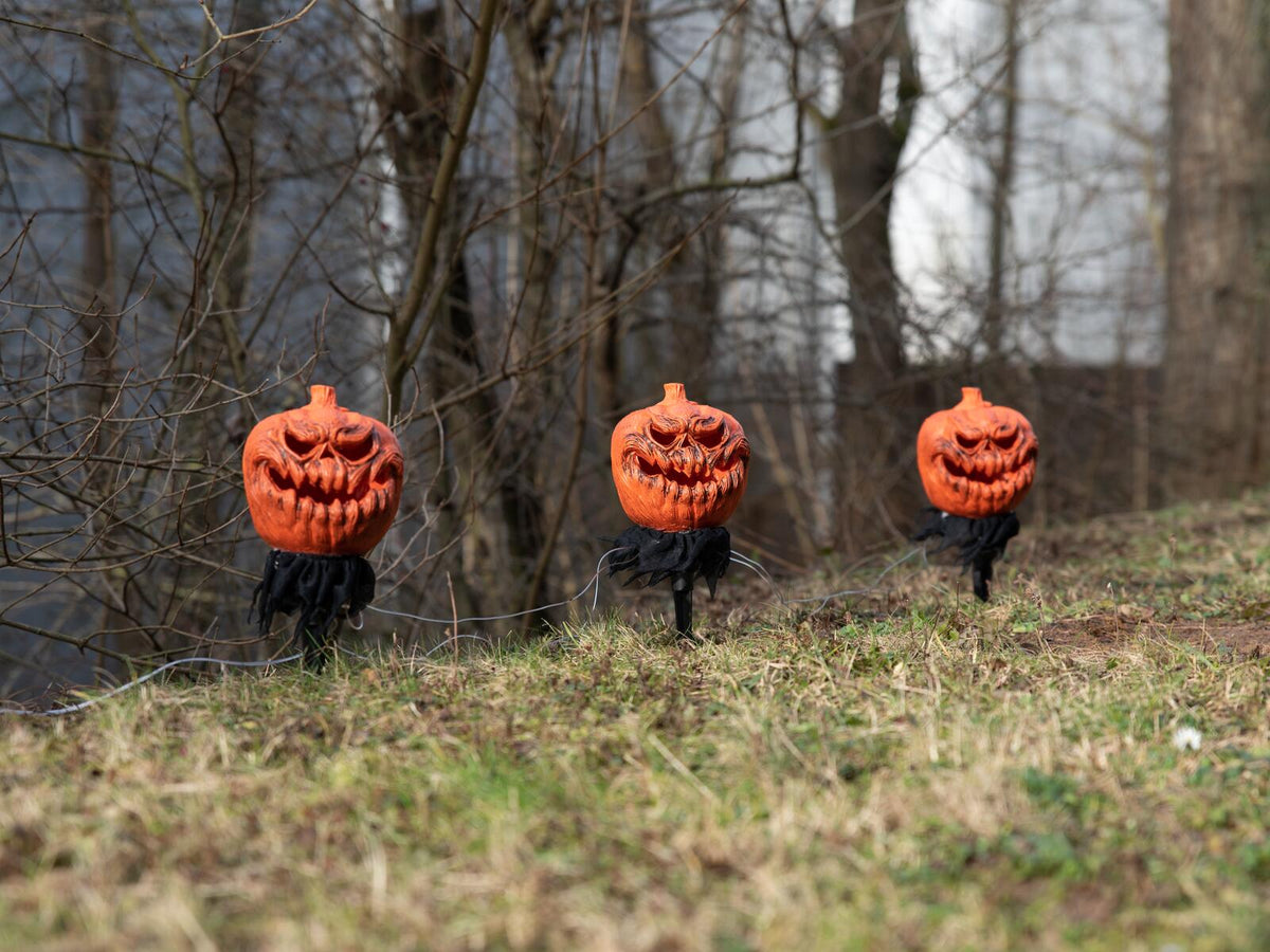 Europalms Halloween Kürbisse mit Erdspieß, 3er-Set, 39cm – Ansicht 3