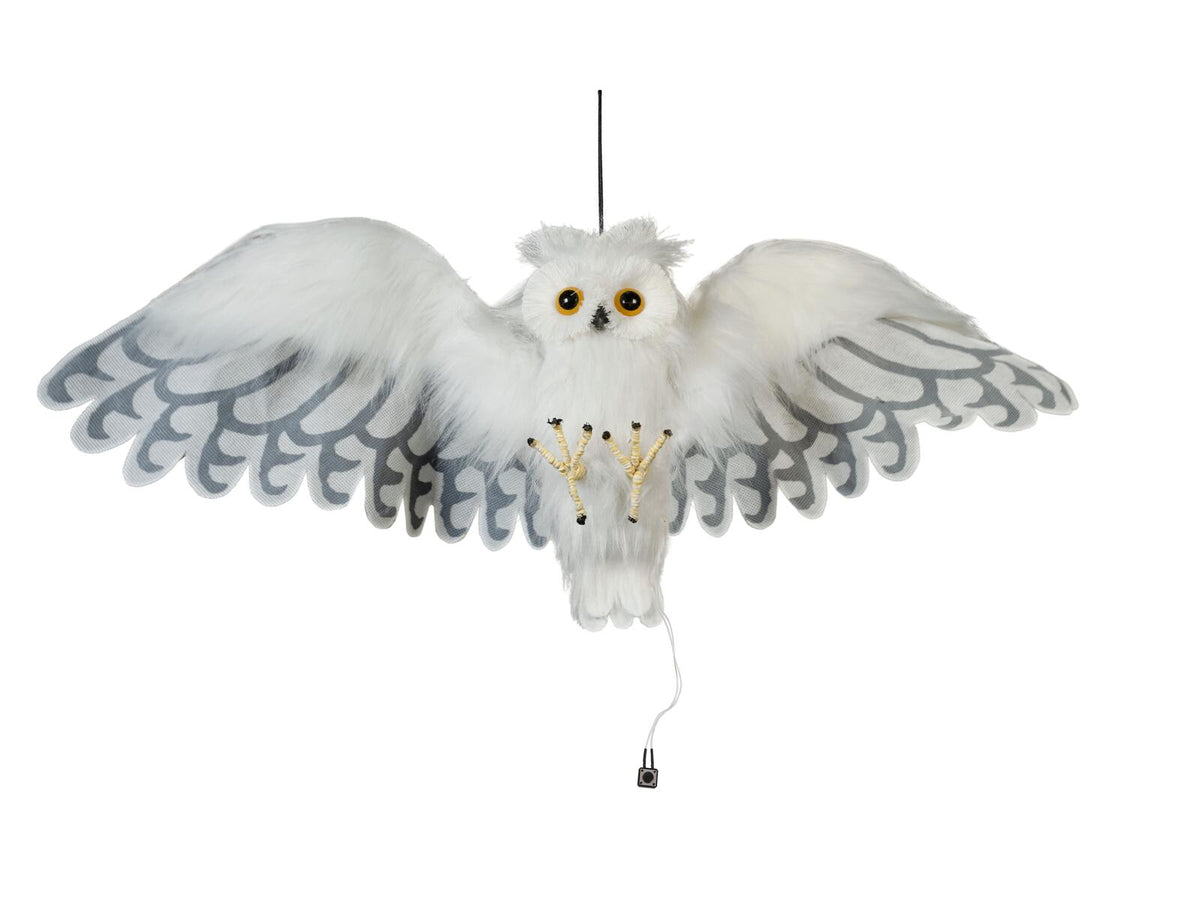Europalms Halloween Schnee-Eule, animiert, 80cm