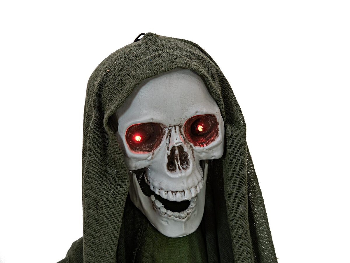 Europalms Halloween Figur Skelett mit grünem Umhang, animiert, 170cm – Ansicht 4