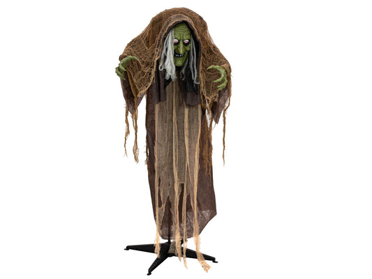 Europalms Halloween Figur Hexe buckelig, animiert, 145cm