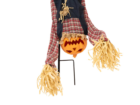 Europalms Halloween Bodenstecker Figur Kürbismann kopfüber, animiert, 153cm – Ansicht 2
