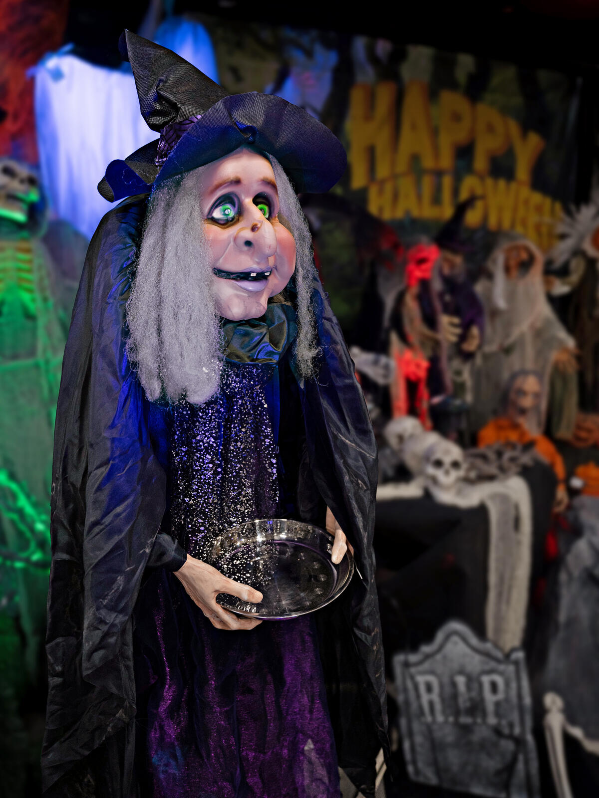 Europalms Halloween Figur Hexe Marie, animiert, 180cm – Ansicht 6