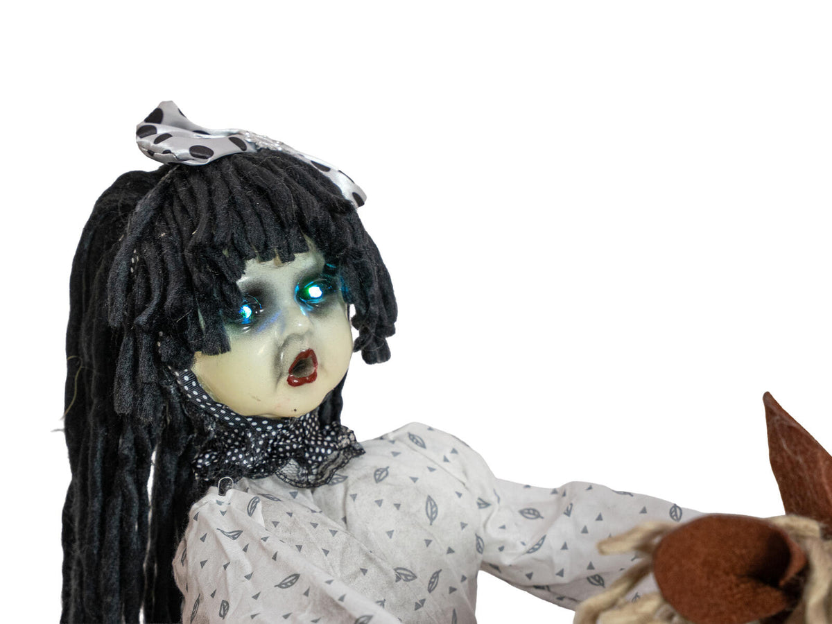 Europalms Halloween Figur Mädchen auf Schaukelpferd, animiert, 72cm – Ansicht 3