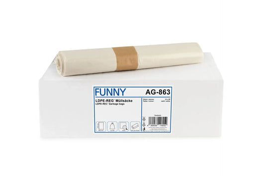 Funny LDPE-Regenerat Müllbeutel, weiß extra, ca. 60 l, 600 x 700 mm, 250 Stück