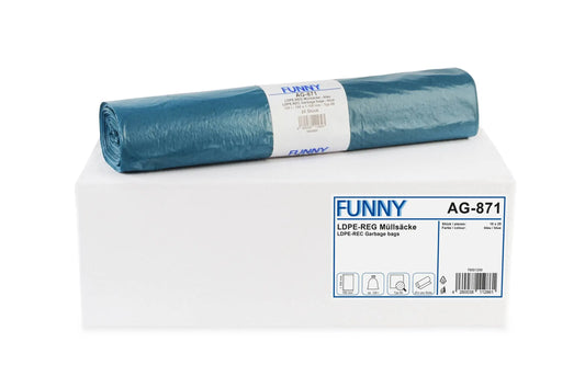 Funny LDPE-Regenerat Müllsäcke, blau, Typ 60, 120 l, 700 x 1.100 mm, 250 Stück