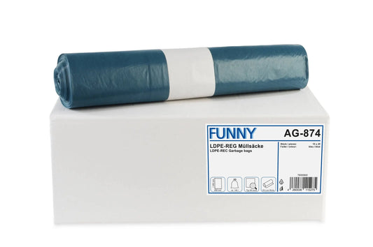 Funny LDPE-Regenerat Müllsäcke, blau, Typ 60 extra, 140 l, 800 x 1.000 mm, 250 Stück