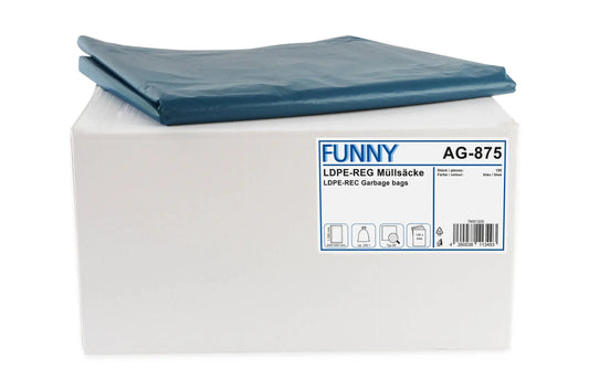 Funny LDPE-Regenerat Müllsäcke, blau, lose, Typ 80, 240 l, 650+550x1.350 mm, 100 Stück