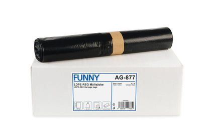 Funny LDPE-Regenerat Müllsäcke, schwarz, Typ 60, 120 l, 700 x 1.000 mm, 200 Stück