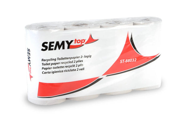 SemyTop Toilettenpapier 2-lagig, 250 Blatt, Recycling grau, 8 x 8 Rollen