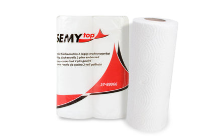 SemyTop Küchenrolle 2-lagig, 50 Blatt, Zellstoff weiß, 24 x 2 Rollen