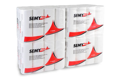 SemyTop Küchenrolle 3-lagig, 52 Blatt, Zellstoff weiß, 12 x 4 Rollen