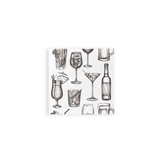 SemyTop Motivservietten "Cocktail weiß", 20 x 20 cm, 2-lagig, 1/4-Falz, 32 x 100 Stück