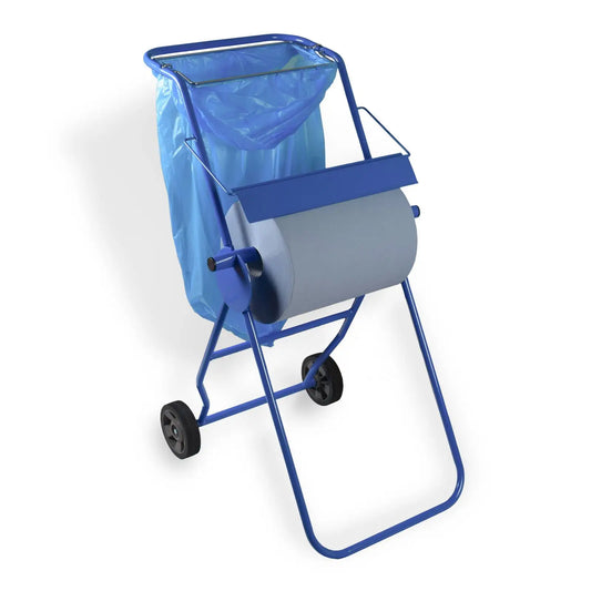 SemyTop Putzrollen-Spender, Bodenständer aus Metall, "all in one" mit Müllsackhalterung für Putztuchrollen bis 40 cm