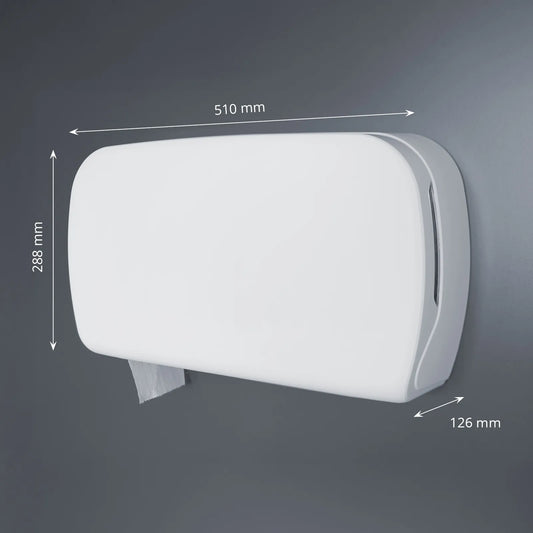 SemyTop Maxi Jumbo Toilettenpapierspender, für 2 Rollen, weiß matt, für Rollen bis Ø 24 cm