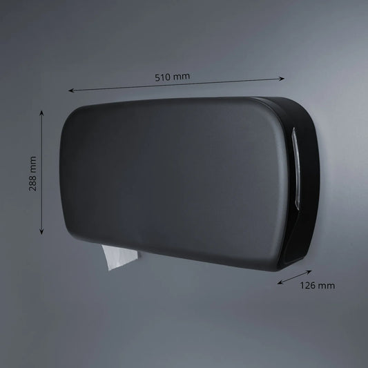 SemyTop Maxi Jumbo Toilettenpapierspender, für 2 Rollen, schwarz matt, für Rollen bis Ø 23 cm