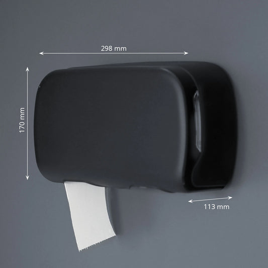 SemyTop Toilettenpapierspender, für 2 kernlose Rollen Toilettenpapier, schwarz matt