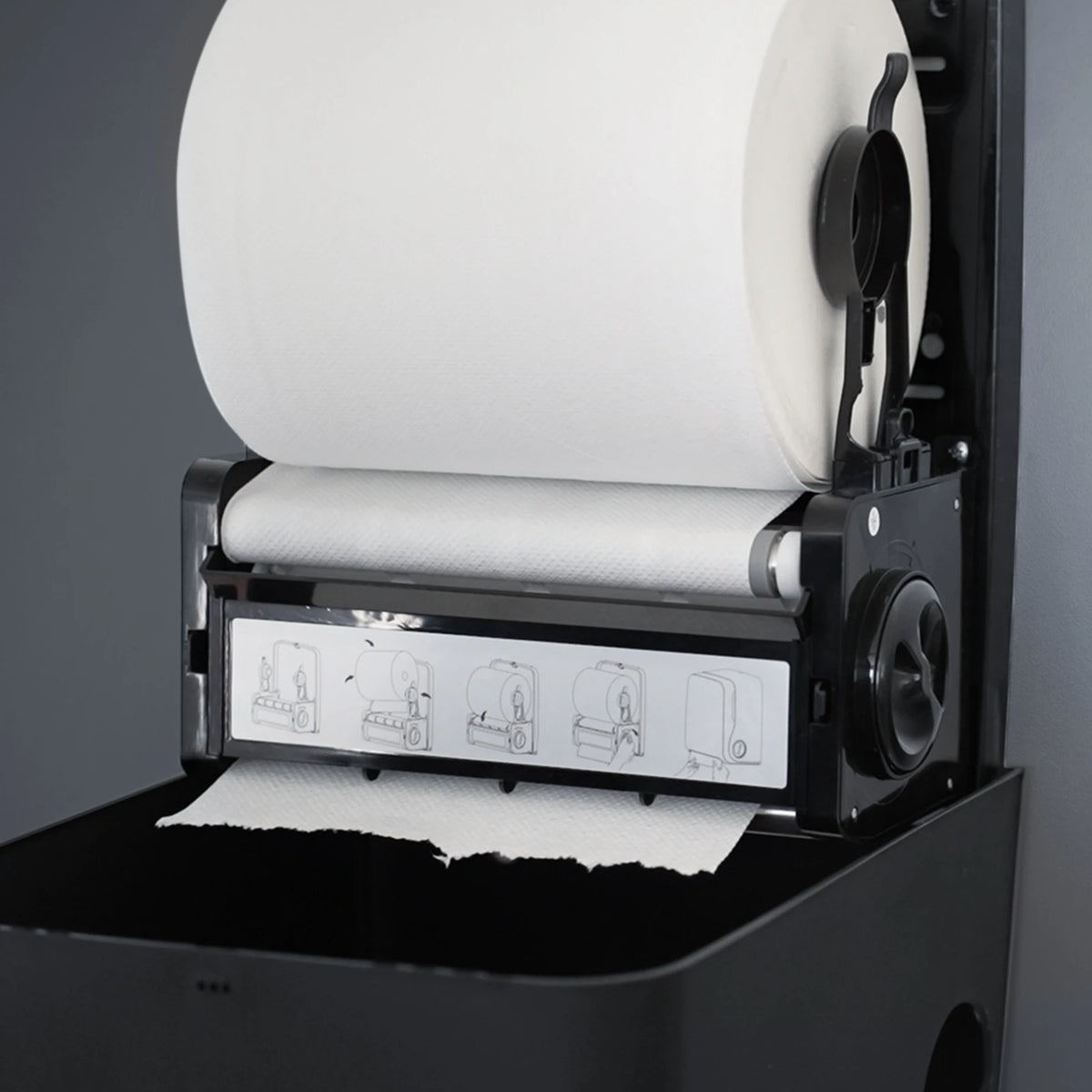 SemyTop Handtuchrollenspender, Autocut, schwarz matt
