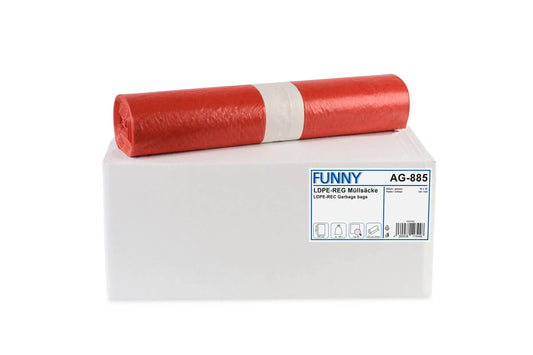 Funny LDPE-Regenerat Müllsäcke, rot, Typ 60, 120 l, 700 x 1.100 mm, 250 Stück
