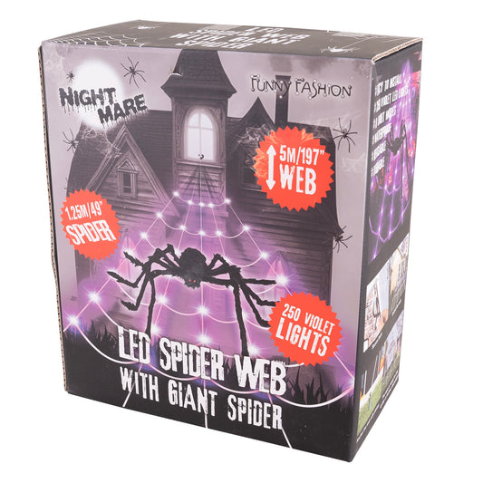 LED-Spinnennetz mit Spinne