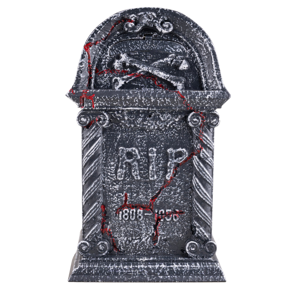 Grabstein mit greifender Skeletthand
