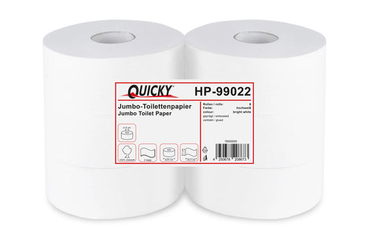 QUICKY Jumbo-Toilettenpapier, 2-lagig, Zellstoff weiß, Ø 25 cm, 6 Rollen