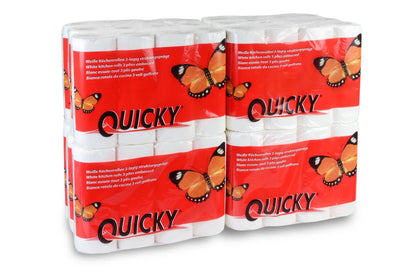 QUICKY Küchenrolle, 3-lagig, 45 Blatt, Zellstoff weiß, 12 x 4 Rollen