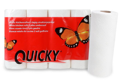 QUICKY Küchenrolle, 3-lagig, 45 Blatt, Zellstoff weiß, 12 x 4 Rollen