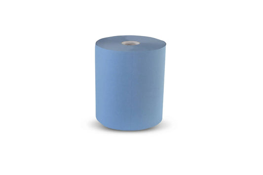 QUICKY Industrierolle 33 cm, 2-lagig, recycling blau, 1.000 Blatt, 2 Rollen