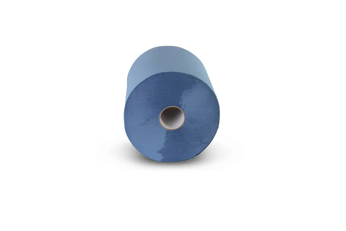 QUICKY Industrierolle 33 cm, 2-lagig, recycling blau, 1.000 Blatt, 2 Rollen