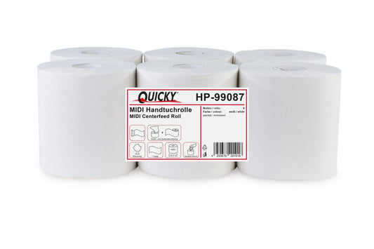QUICKY Handtuchrolle MIDI, 1-lagig, recycling weiß, Ø 20 cm, 6 Rollen