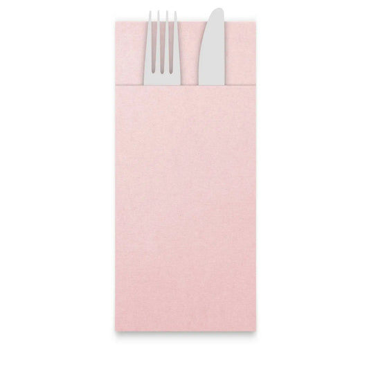 QUICKY Airlaid-Bestecktaschen 32 x 40 cm, zart rosa, 1/8-Falz, 25 x 50 Stück