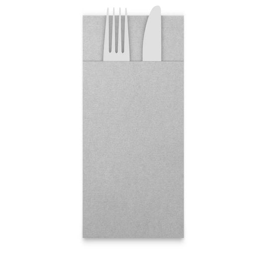 QUICKY Airlaid-Bestecktaschen 32 x 40 cm, grau, 1/8-Falz, 25 x 50 Stück