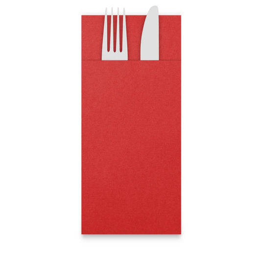 QUICKY Airlaid-Bestecktaschen 32 x 40 cm, rot, 1/8-Falz, 25 x 50 Stück