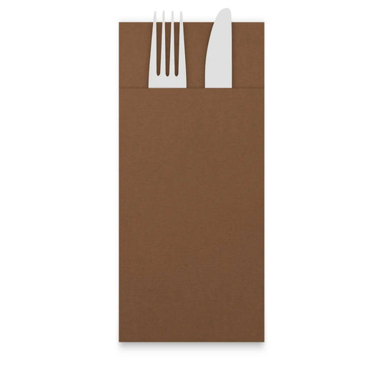 QUICKY Airlaid-Bestecktaschen 32 x 40 cm, braun, 1/8-Falz, 25 x 50 Stück