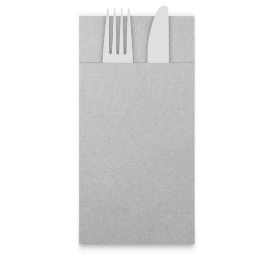 QUICKY Airlaid-Bestecktaschen, 39 x 40 cm, grau, 1/8-Falz, 20 x 50 Stück