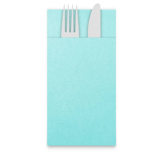 QUICKY Airlaid-Bestecktaschen, 39 x 40 cm, mint blau, 1/8-Falz, 20 x 50 Stück