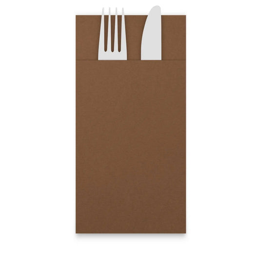 QUICKY Airlaid-Bestecktaschen, 39 x 40 cm, braun, 1/8-Falz, 20 x 50 Stück