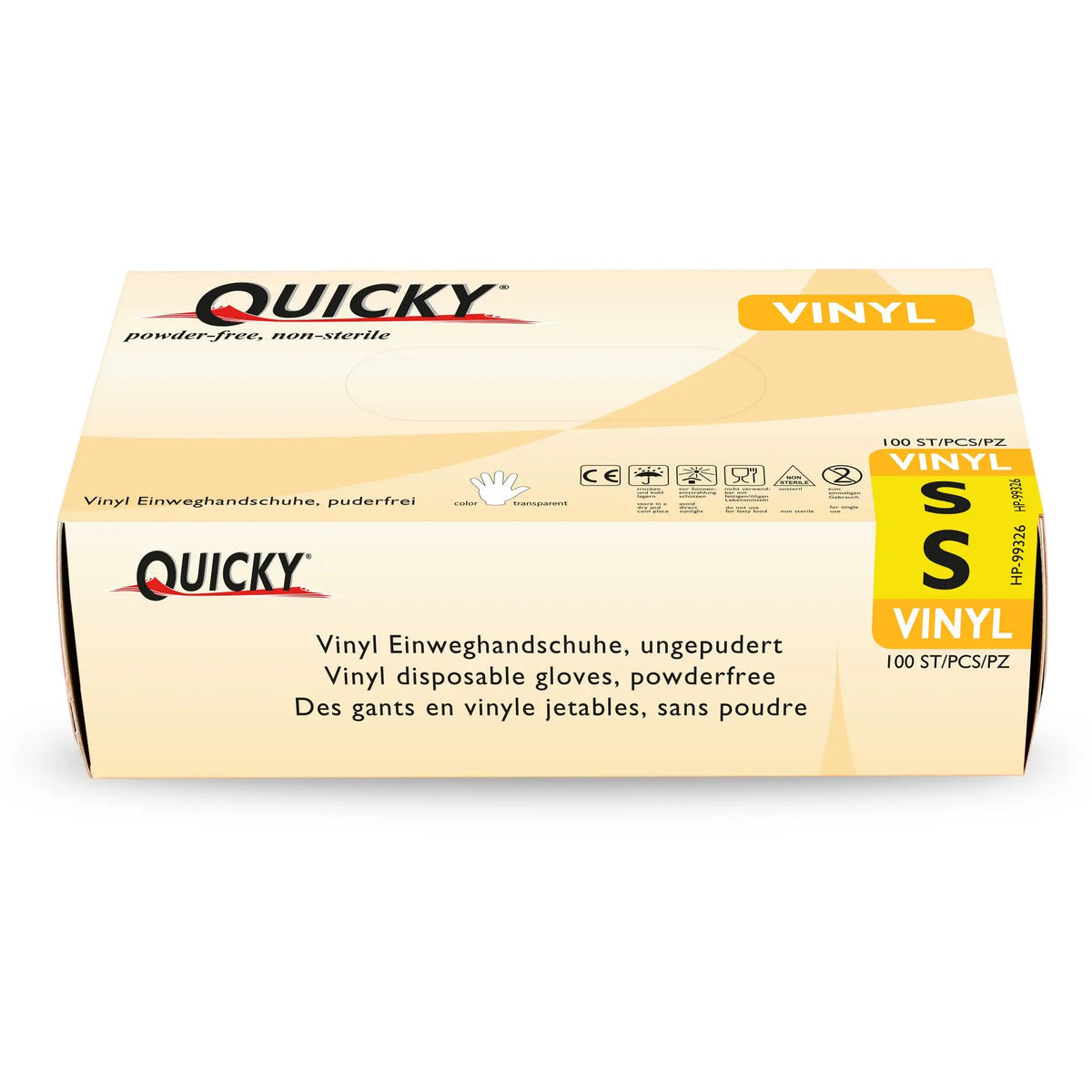 QUICKY Vinyl-Einweghandschuhe, transparent, puderfrei, 10 x 100 Stück