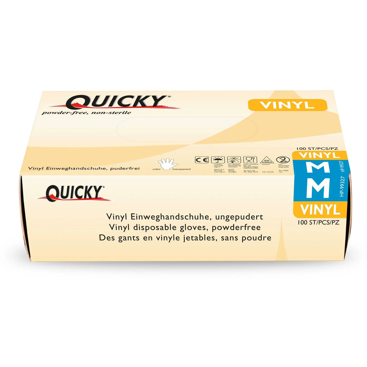 QUICKY Vinyl-Einweghandschuhe, transparent, puderfrei, 10 x 100 Stück